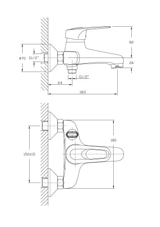 Смеситель для ванны короткий излив HAIBA HB3204-K 