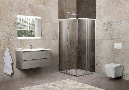 Душевой уголок BelBagno Unique 90х90 UNIQUE-A-2-75/90-P-Cr профиль Хром стекло рифленое 