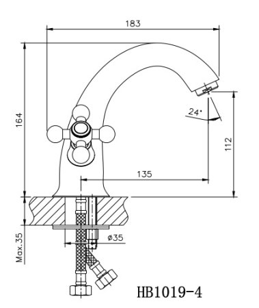 Смеситель двуручковый для раковины HAIBA HB1019-4 бронза 