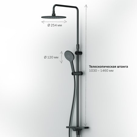 Душевая система AM.PM Like F0780222 Черная матовая 