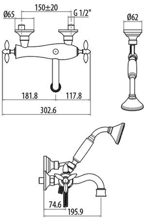 Смеситель для ванны Gattoni Timor 1800118D0oro Золото 24 карат 
