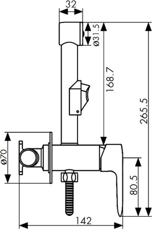 Гигиенический душ со смесителем WellWant WWG00010M Хром 