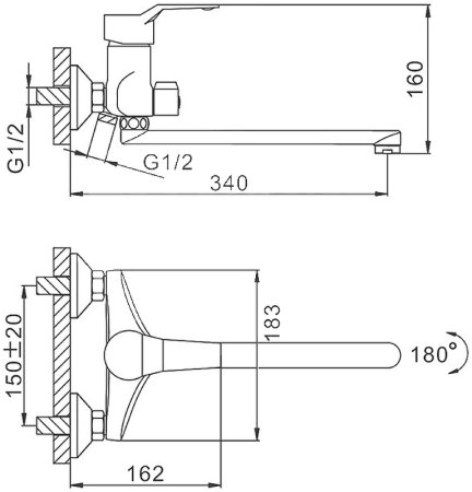 Смеситель для ванны Frap H220 F22063 универсальный Хром 