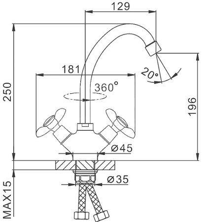 Смеситель для кухни Frap H731 F41731-B Хром 