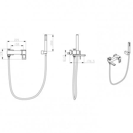 Смеситель для ванны Boheme Q 143-CRCR.2 Хром 