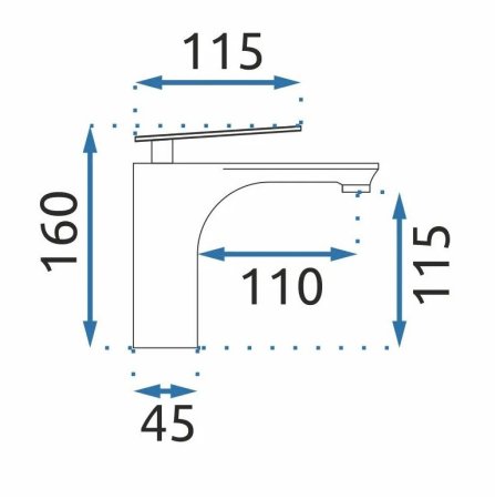 Смеситель для раковины без донного клапана Rea Berg REA-B2038 