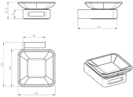 Мыльница Boheme Q 10943-SGM Антрацит глянец 