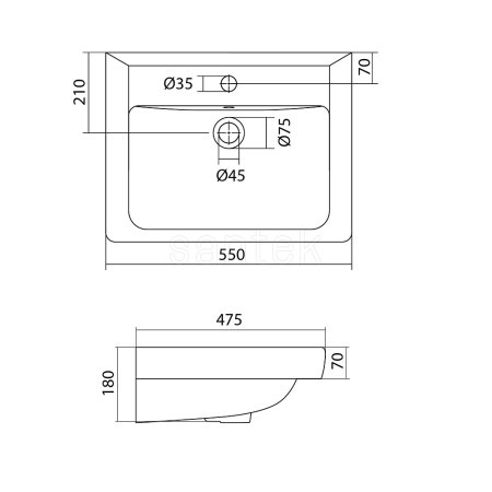 Тумба с раковиной Onika Балтика-Квадро Black 55.11 