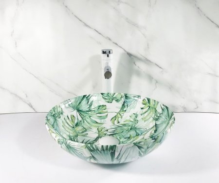 Раковина-чаша Bronze de Luxe 40 3008 Белая Зеленая 