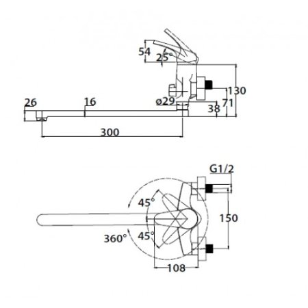 Смеситель для ванны Kaiser County 55255 универсальный Хром 