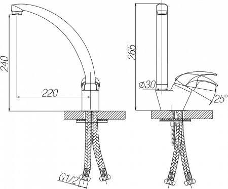 Смеситель для кухонной мойки Paulmark Holstein Ho212012-310 , серый 