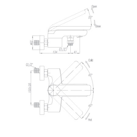 Смеситель для ванны Landberg LB-17504-C98 Хром 