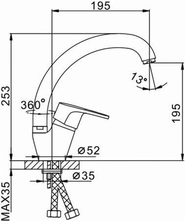 Смеситель для кухни Frap H50 F4150 Хром 