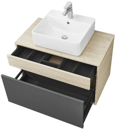 Тумба под раковину Aquaton Лофт Урбан 80 1A247601LQX60 подвесная Cерый графит Дуб орегон 