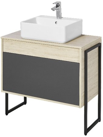 Тумба под раковину Aquaton Лофт Урбан 80 1A247601LQX60 подвесная Cерый графит Дуб орегон 