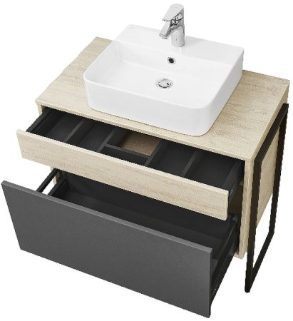 Тумба под раковину Aquaton Лофт Урбан 80 1A247601LQX60 подвесная Cерый графит Дуб орегон 