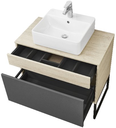 Тумба под раковину Aquaton Лофт Урбан 80 1A247601LQX60 подвесная Cерый графит Дуб орегон 