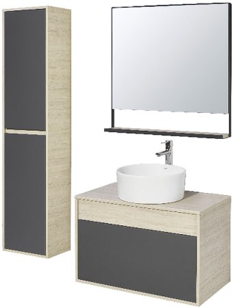 Тумба под раковину Aquaton Лофт Урбан 80 1A247601LQX60 подвесная Cерый графит Дуб орегон 