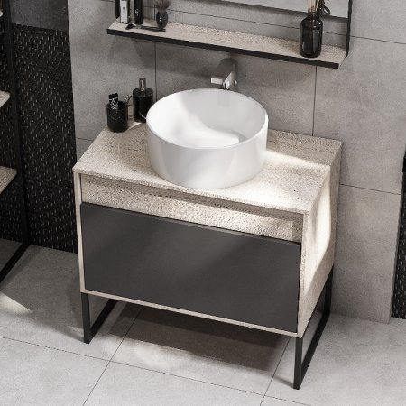 Тумба под раковину Aquaton Лофт Урбан 80 1A247601LQX60 подвесная Cерый графит Дуб орегон 