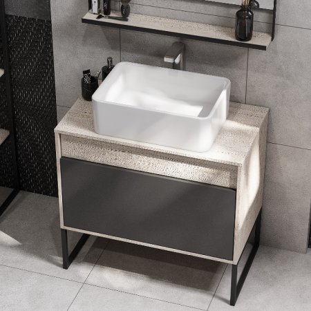 Тумба под раковину Aquaton Лофт Урбан 80 1A247601LQX60 подвесная Cерый графит Дуб орегон 