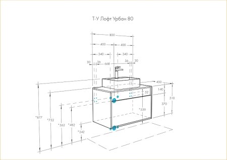 Тумба под раковину Aquaton Лофт Урбан 80 1A247601LQX60 подвесная Cерый графит Дуб орегон 