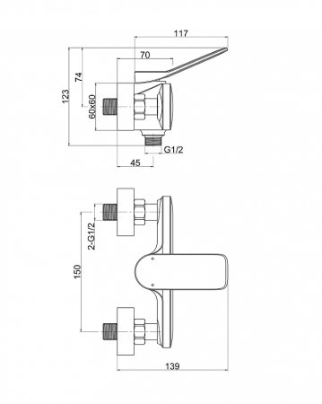 Смеситель для душа Cersanit Odra 63052 Хром 