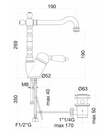 Смеситель для раковины Fiore Imperiale 83CR2245 Хром 