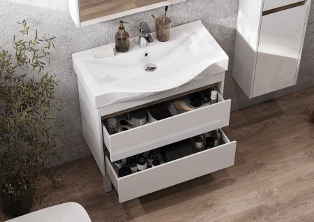 Тумба под раковину Aquaton Нортон 80 1A248901NT010 подвесная Белая глянцевая 