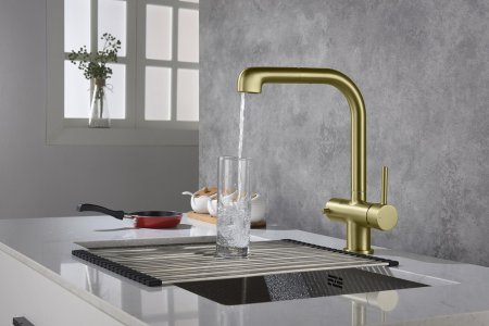 Смеситель Timo Saona 2346/17FL для кухонной мойки, золото матовое 