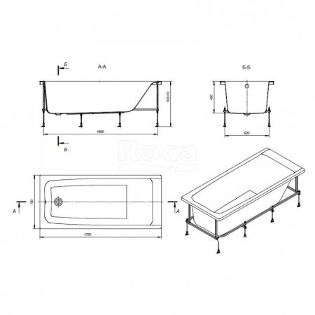 Акриловая ванна Roca Elba 170x75 248507000 без гидромассажа 