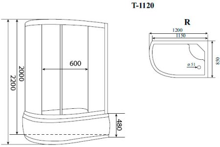 Душевая кабина Timo Standart T-1120 P R 