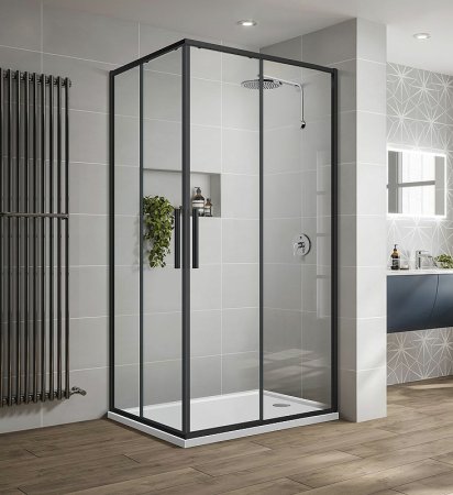 Душевой уголок Vincea Slim-U 100x80 VSS-2SU8010CLB профиль Черный матовый стекло прозрачное 