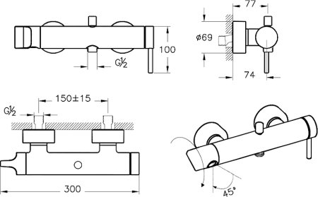Смеситель для душа Vitra Origin A4261926 Медь 
