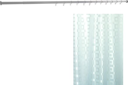 Комплект Штора для ванной Bacchetta 180х200 Dama + Карниз для ванны Aquanet прямой 170 см 