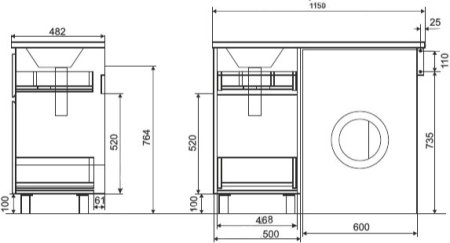 Тумба с раковиной Эстет Dallas Luxe 115 напольная, 2 ящика, L 