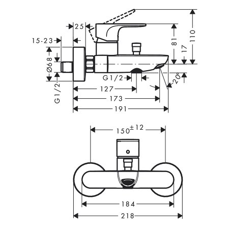 Смеситель Hansgrohe Rebris S 72440000 для ванны хром 