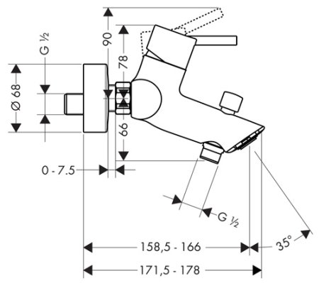 Смеситель Hansgrohe Talis S2 32440000 для ванны с душем 
