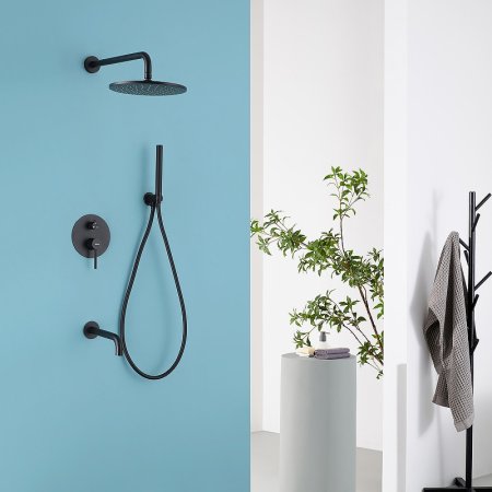 Душевая система Abber Wasser Kreis AF8117B Черная матовая 