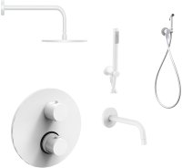 Душевая система Paffoni Light KITZLIQ019BO046 с термостатом и гигиеническим душем Белый матовый