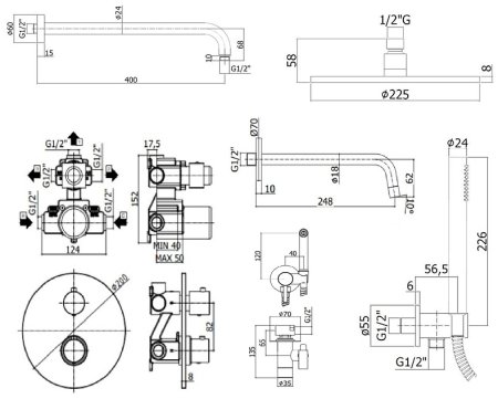Душевая система Paffoni Light KITZLIQ019BO046 с термостатом и гигиеническим душем Белый матовый 