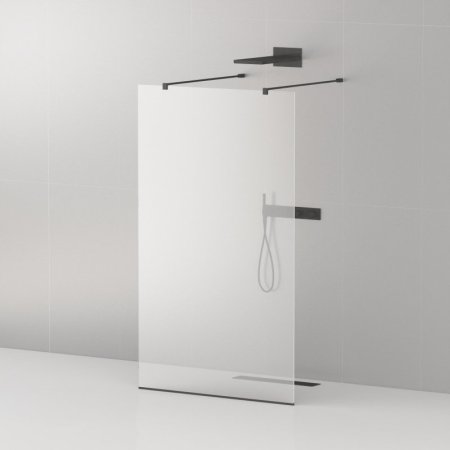 Душевая перегородка Cezares Liberta-L-2-90-120-C-NERO стекло прозрачное, кронштейн 120 см 