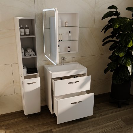 Зеркальный шкаф Style Line Каре 70 L СС-00002371 с подсветкой Белый 