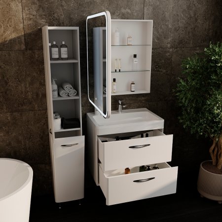 Зеркальный шкаф Style Line Каре 70 L СС-00002371 с подсветкой Белый 