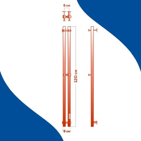 Полотенцесушитель электрический (I-образный) Маргроид Inaro M0007, 9x120 см 