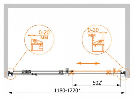 Душевая дверь в нишу Cezares Rosa BF1 120 RO Bi 