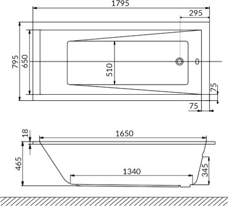 Акриловая ванна Excellent Wave Slim WAEX.WAV18S.NANO 180x80 см 