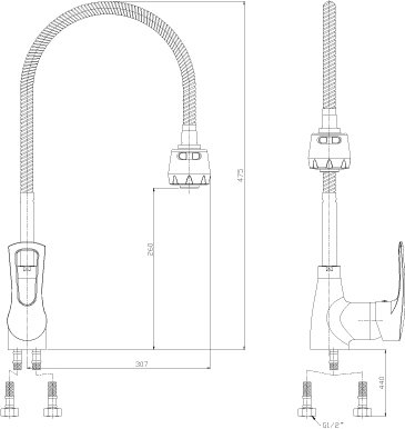 Смеситель для кухни Rossinka T T40-26 Хром 
