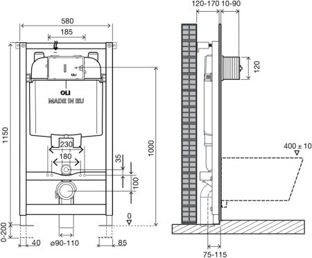 Система инсталляции для унитазов OLI Oli 74 механический слив 