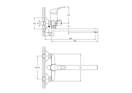 Смеситель для ванны длинный излив HAIBA HB2213-K 