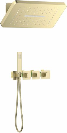 Встраиваемая душевая система с термостатом TIMO Petruma SX-5249/17SM, матовое золото 